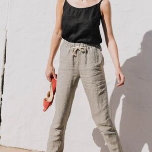 Not Perfect Linen Athens Pants - Dark Grey Blue Size Medium